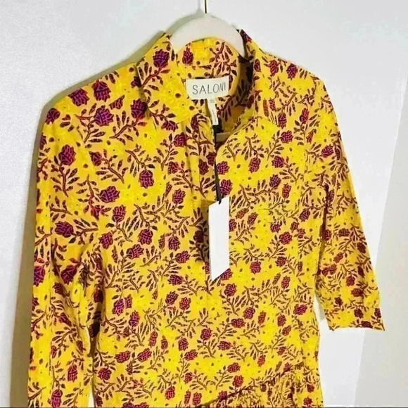 Saloni Tilly Shirt Dress in Red Clover Size 2 - Picture 5 of 7